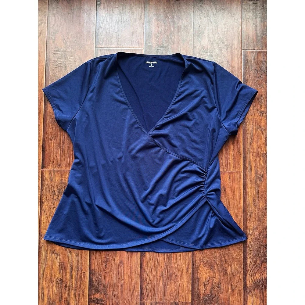 Lands‎ End 4 Pc Swim Set Women's Sz L/XL -16/18 DDD Shirt Pants Tankini Navy Dot